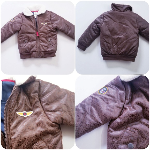 Little Me Other - Little me boys aviator bomber brown jacket